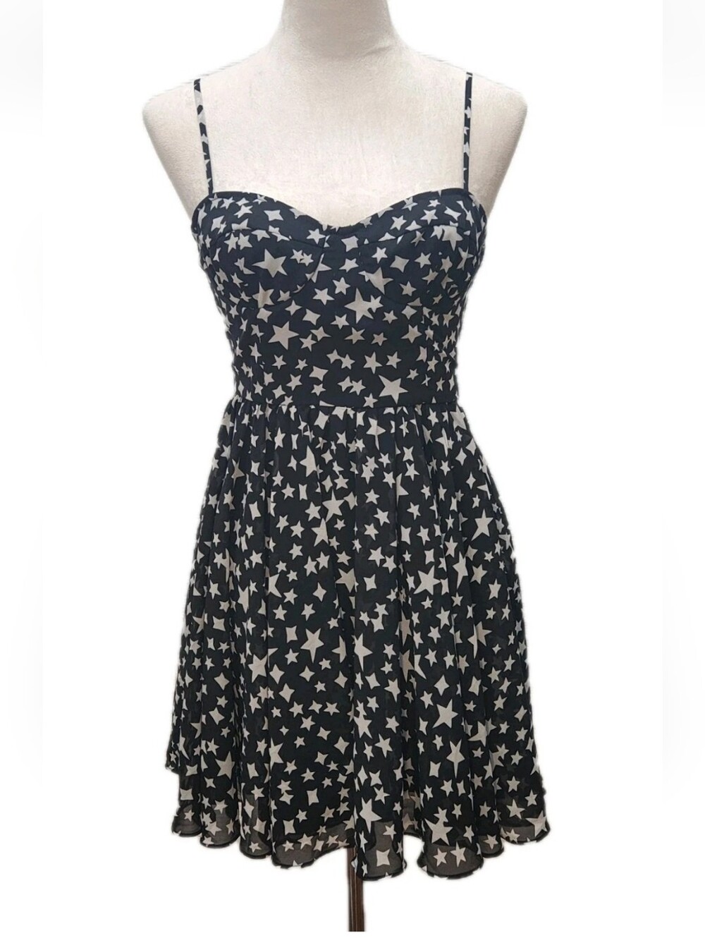 Pearl by Georgina Chapman for Marchesa Black White Star Print Fit Flare Dress 2